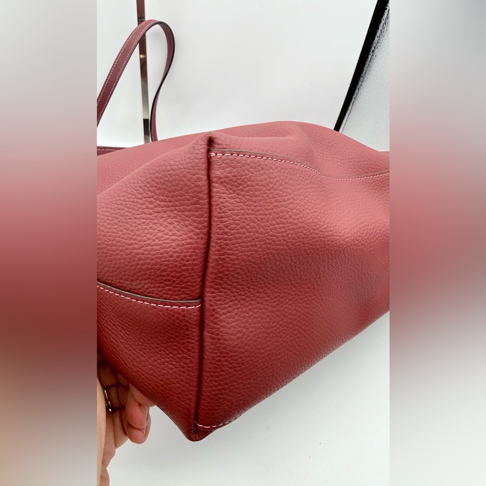 Coach Town Tote Polished Pebble Leather Wine Pink Interior Gold Hardware 72673 - Picture 8 of 12
